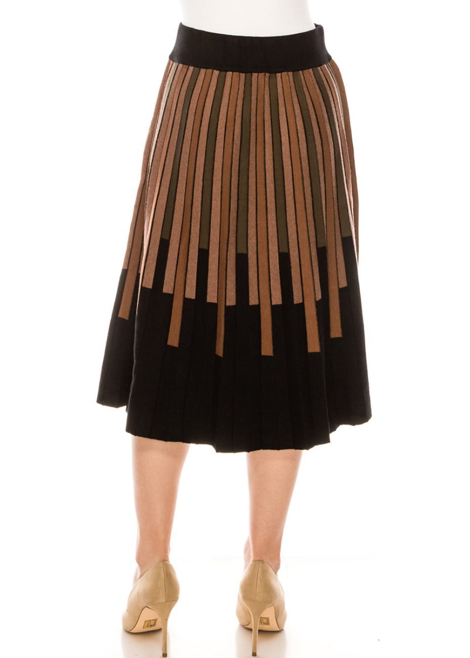 watercolor striped midi skirt main image 0